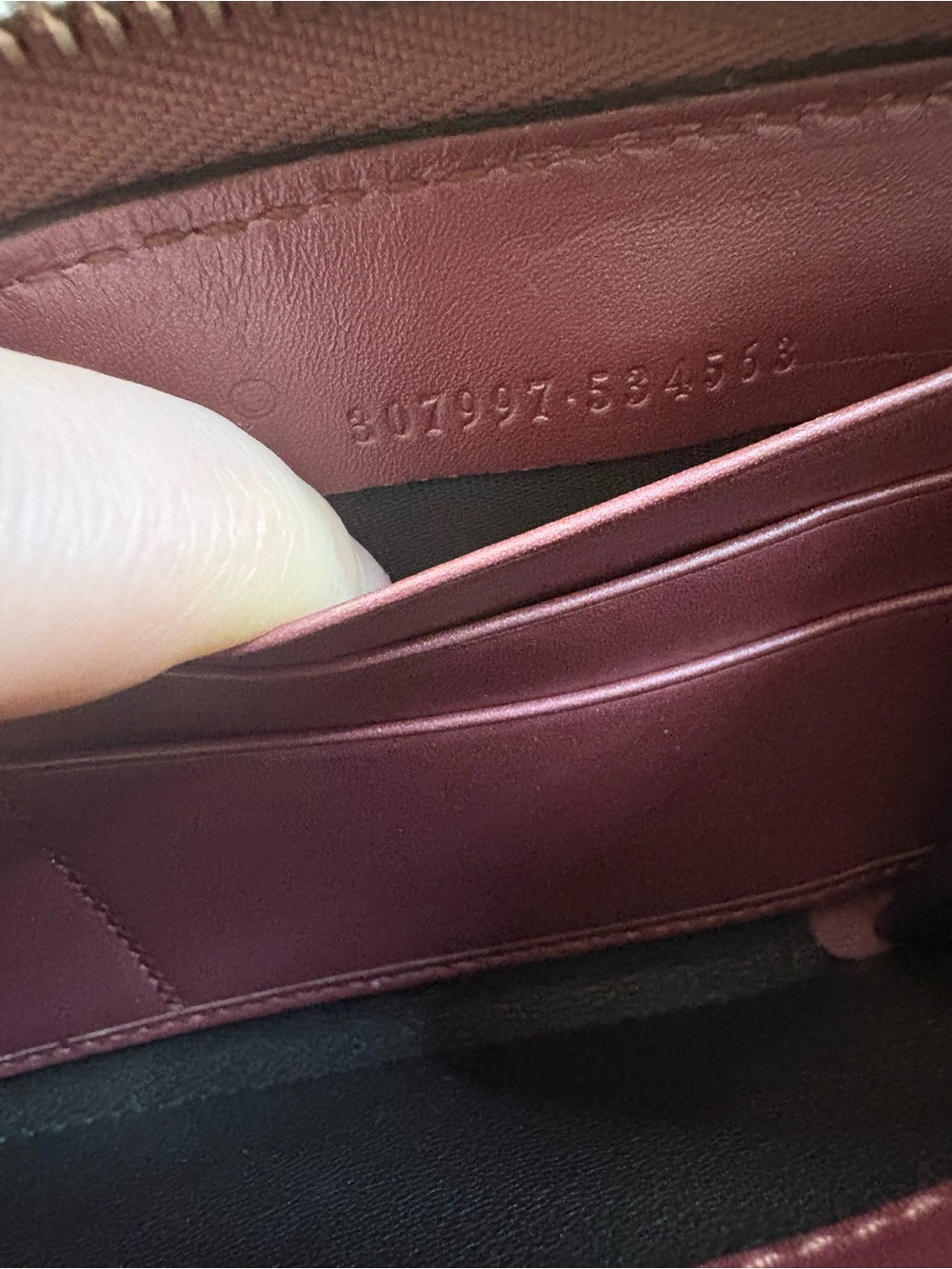 Gucci Metallic Rose-Brown Embossed Monogram Zip Wallet - Picture 4 of 9